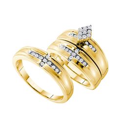 0.33 CTW His & Hers Natural Diamond Cluster Matching Bridal Ring 14K Yellow Gold