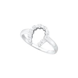 0.05 CTW Natural Diamond-accent Small Horseshoe Lucky Ring 14K White Gold