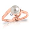 Image 1 : Genuine 1.01 ctw Pearl & Diamond Ring Jewelry 14KT Rose Gold - REF-38P2H