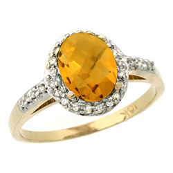 Natural 1.3 ctw Whisky-quartz & Diamond Engagement Ring 14K Yellow Gold - REF-31Z7Y