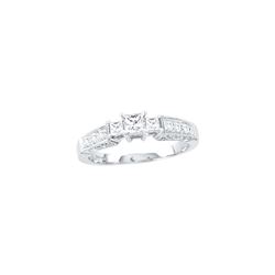 0.63 CTW Princess Natural Diamond 3-stone Bridal Engagement Ring 14K White Gold