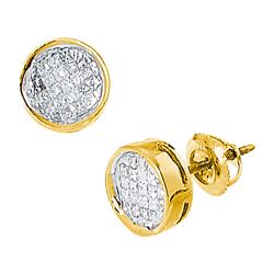 0.5 CTW Natural Princess Diamond Invisible-set Circle Screwback Stud Earrings 14K Yellow Gold