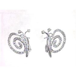 14K White Gold 1.22CTW Diamond Earring - REF-117K3R