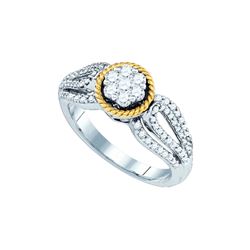 0.6 CTW Natural Diamond Roped Cluster Ring 10K Multi-Tone Gold