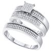 Image 1 : 0.33 CTW His & Hers Natural Diamond Cluster Matching Bridal Ring 10K White Gold