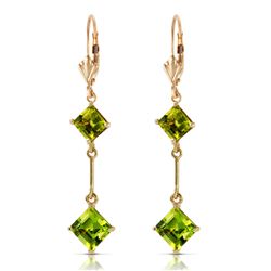 Genuine 3.75 ctw Peridot Earrings Jewelry 14KT Yellow Gold - REF-30R6P