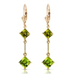 Genuine 3.75 ctw Peridot Earrings Jewelry 14KT Yellow Gold - REF-30R6P