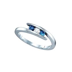 0.25 CTW Blue Colored Diamond 3-stone Ring 10K White Gold