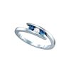 Image 1 : 0.25 CTW Blue Colored Diamond 3-stone Ring 10K White Gold