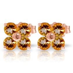 Genuine 1.15 ctw Citrine Earrings Jewelry 14KT Rose Gold - REF-19H3X