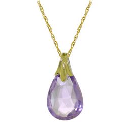 Genuine 3 ctw Amethyst Necklace Jewelry 14KT Yellow Gold - REF-15K2V