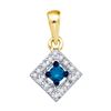 Image 1 : 0.2 CTW Blue Colored Diamond Square Pendant 10K Yellow Gold