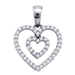 0.16 CTW Natural Diamond Open-Center Double Heart Pendant 10K White Gold