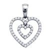 Image 1 : 0.16 CTW Natural Diamond Open-Center Double Heart Pendant 10K White Gold
