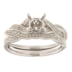 14K White Gold 0.33CTW Diamond Wedding Ring Set - REF-79A2N