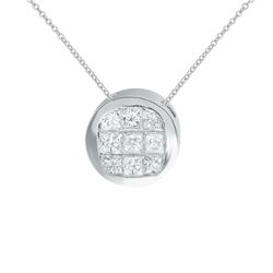 Genuine 0.89 TCW 18K White Gold Ladies Pendant - REF-90H3W