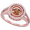 Image 1 : 0.38 CTW Cognac-brown Colored Diamond Moving Twinkle Ring 10K Rose Gold