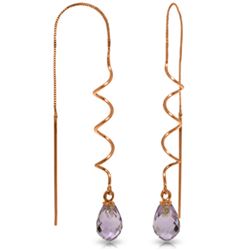 Genuine 3.3 ctw Amethyst Earrings Jewelry 14KT Rose Gold - REF-18K3V