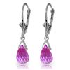 Genuine 4.5 ctw Pink Topaz Earrings Jewelry 14KT White Gold - REF-24A3K