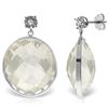Genuine 36.06 ctw White Topaz & Diamond Earrings Jewelry 14KT White Gold - REF-56M3T