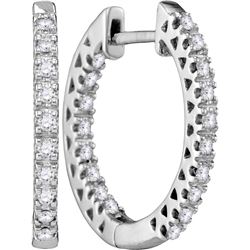 0.32 CTW Natural Diamond Hoop Earrings 10K White Gold