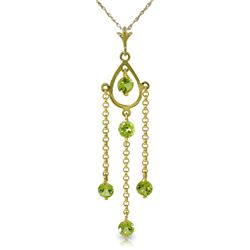 Genuine 1.50 ctw Peridot Necklace Jewelry 14KT Yellow Gold - REF-29H7X