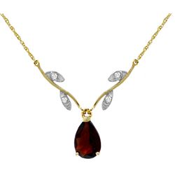 Genuine 1.52 ctw Garnet & Diamond Necklace Jewelry 14KT Yellow Gold - REF-30H7X