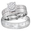 Image 1 : 0.34 CTW His & Hers Natural Diamond Cluster Matching Bridal Ring 14K White Gold