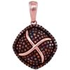 Image 1 : 0.33 CTW Red Colored Diamond Square Cluster Pendant 10K Rose Gold