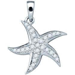 0.24 CTW Natural Diamond Unique Star Starfish Estrella Pendant 10K White Gold