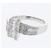 Image 1 : Baguette & Round Channel & Prong-set Diamond Band in 18K White Gold - REF-134N5A