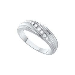 0.16 CTW Mens Natural Diamond Band Anniversary Ring 10K White Gold