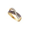 Image 1 : 0.49 CTW Cognac-brown Colored Diamond Crossover Cocktail Fine Ring 14K Yellow Gold