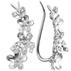 0.1 CTW Natural Diamond Floral Climber Earrings 10K White Gold