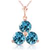 Genuine 0.75 ctw Blue Topaz Necklace Jewelry 14KT Rose Gold - REF-16K9V