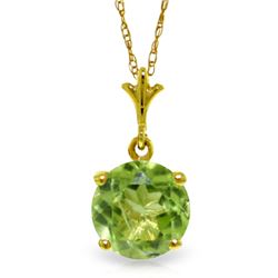 Genuine 1.15 ctw Peridot Necklace Jewelry 14KT Yellow Gold - REF-19X4M