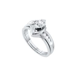 0.25 CTW Natural Marquise Diamond Solitaire Classic Bridal Set 10K White Gold