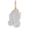 Image 1 : 1.85 CTW Mens Natural Diamond Praying Prayer Hands Charm Pendant 10K Yellow Gold