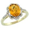 Image 1 : Natural 1.85 ctw Whisky-quartz & Diamond Engagement Ring 14K Yellow Gold - REF-38H3W