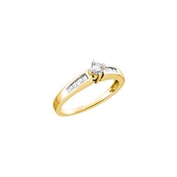 0.25 CTW Natural Diamond Solitaire Bridal Engagement Ring 10K Yellow Gold