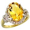 Image 1 : Natural 5.89 ctw citrine & Diamond Engagement Ring 14K Yellow Gold - REF-88G8M