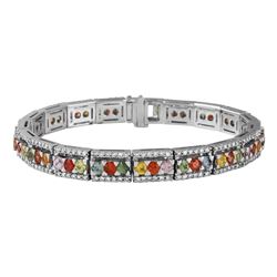14K Gold 8.91 CTW Sapphire & Diamond Bracelet - REF-360H7W