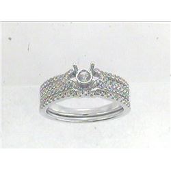 14K White Gold 0.58CTW Diamond Wedding Ring Set - REF-76K6R
