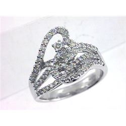 14K White Gold 0.87CTW Diamond Rings - REF-91A6N