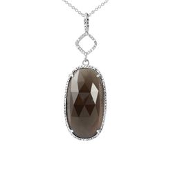 14K White Gold 16.78CTW Smoky Topaz Necklaces - REF-47H5W