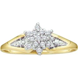0.1 CTW Natural Diamond Star Cluster Ring 10K Yellow Gold