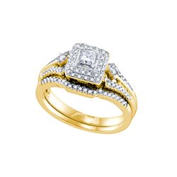 0.52 CTW Princess Natural Diamond Bridal Engagement Ring 14K Yellow Gold