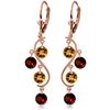 Image 1 : Genuine 4.6 ctw Garnet & Citrine Earrings Jewelry 14KT Rose Gold - REF-53N4R