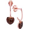 Image 1 : 0.25 CTW Red Colored Diamond Heart Dangle Earrings 10K Rose Gold