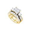 Image 1 : 3 CTW Natural Princess Invisible-set Diamond Bridal Ring 14K Yellow Gold